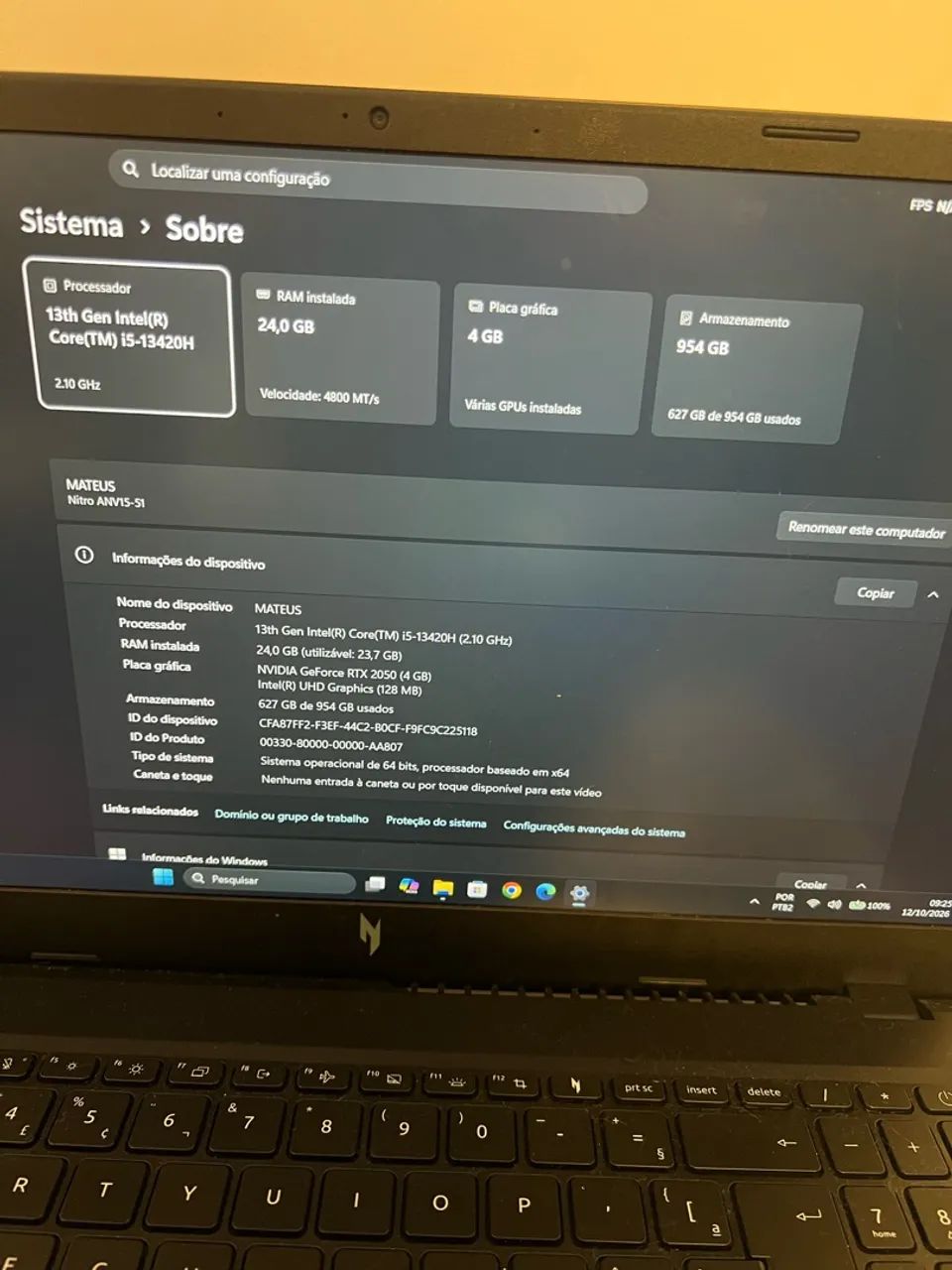 Notebook gamer Acer nitro V15 - Foto 3