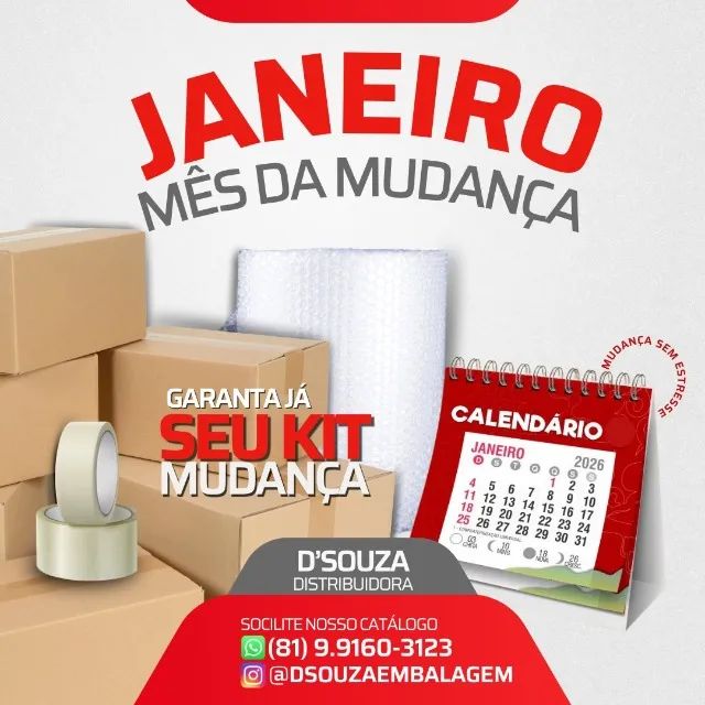 Loja de Materiais de Embalagem para Mudança - Caixa de Papelão, Plástico Bolha, Durex