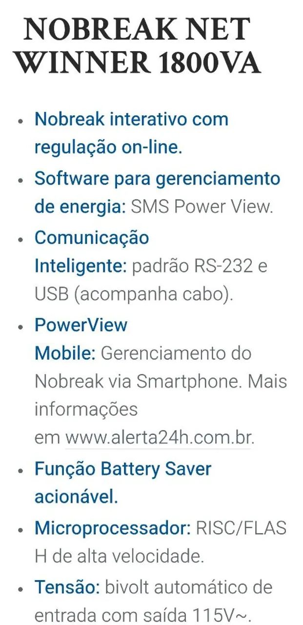 Nobreak SMS Net Winner 1800VA - Foto 4