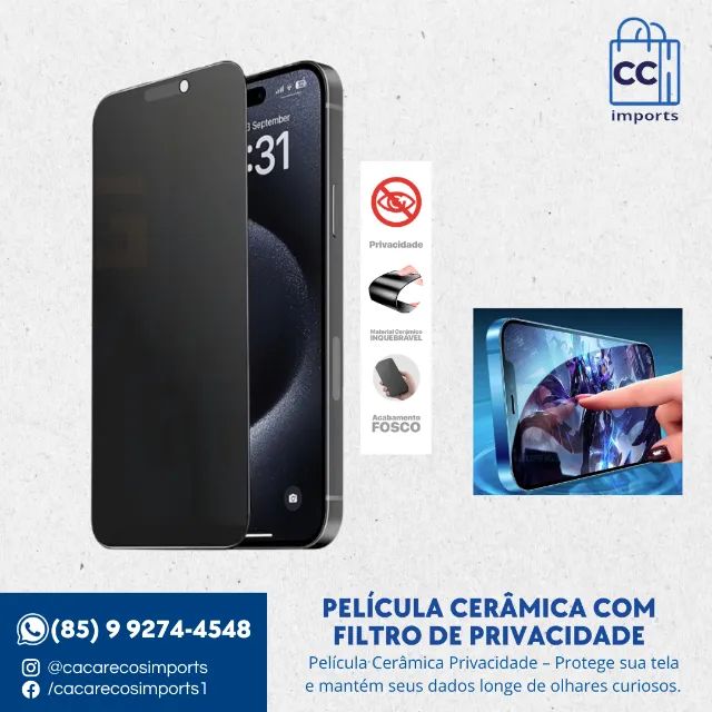 Película Cerâmica com Filtro de Privacidade para iPhone