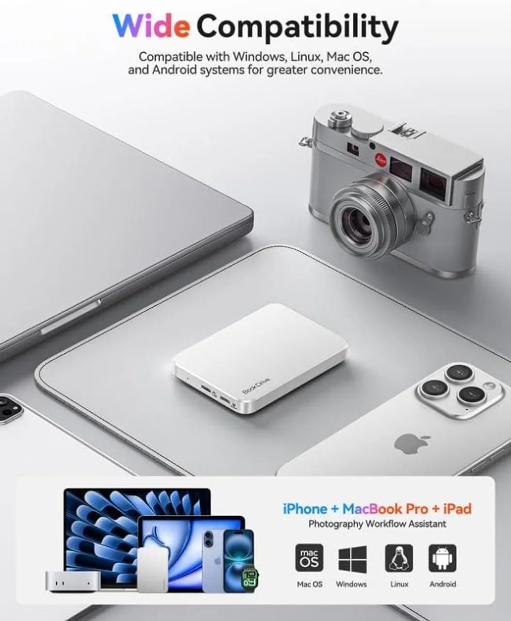 ORICO SSD externo 512GB, USB-C, magnético, com carregamento PD de 100 W  - Foto 4
