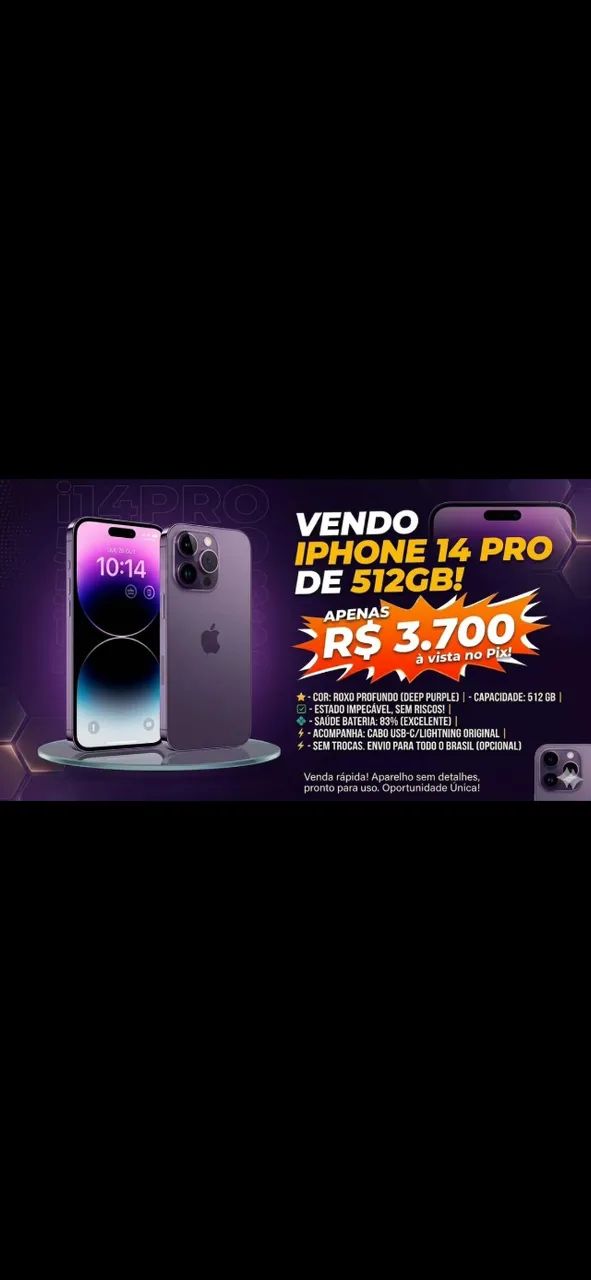 iPhone 14 Pro, 512GB, desbloqueado