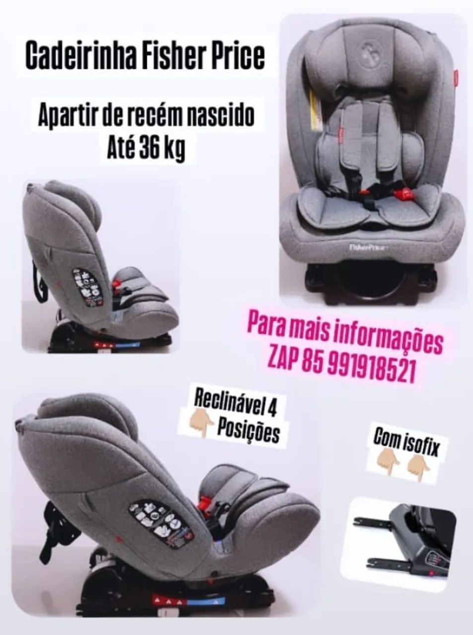 Cadeirinha Fisher Price com isofix 