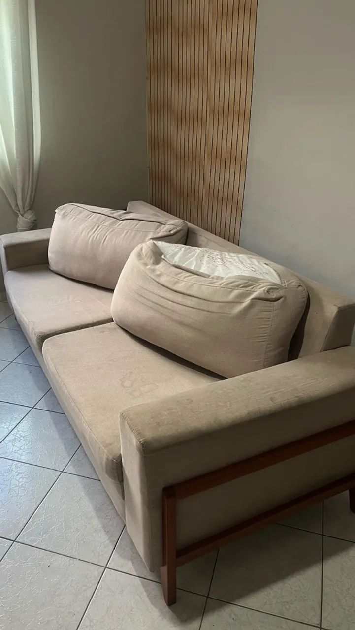 Vendo sofá M130 4 lugares 220cm linho beje  - Foto 2