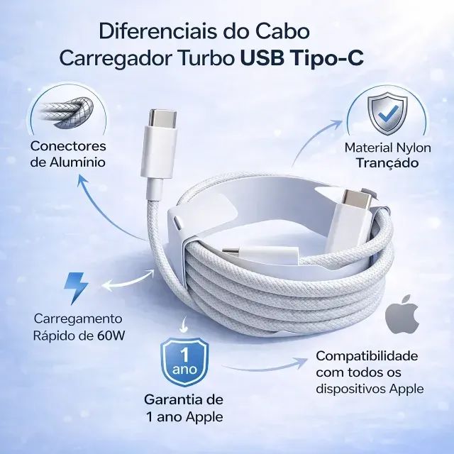 Cabo Apple USB-C Tipo-C (1 metro) - Foto 5