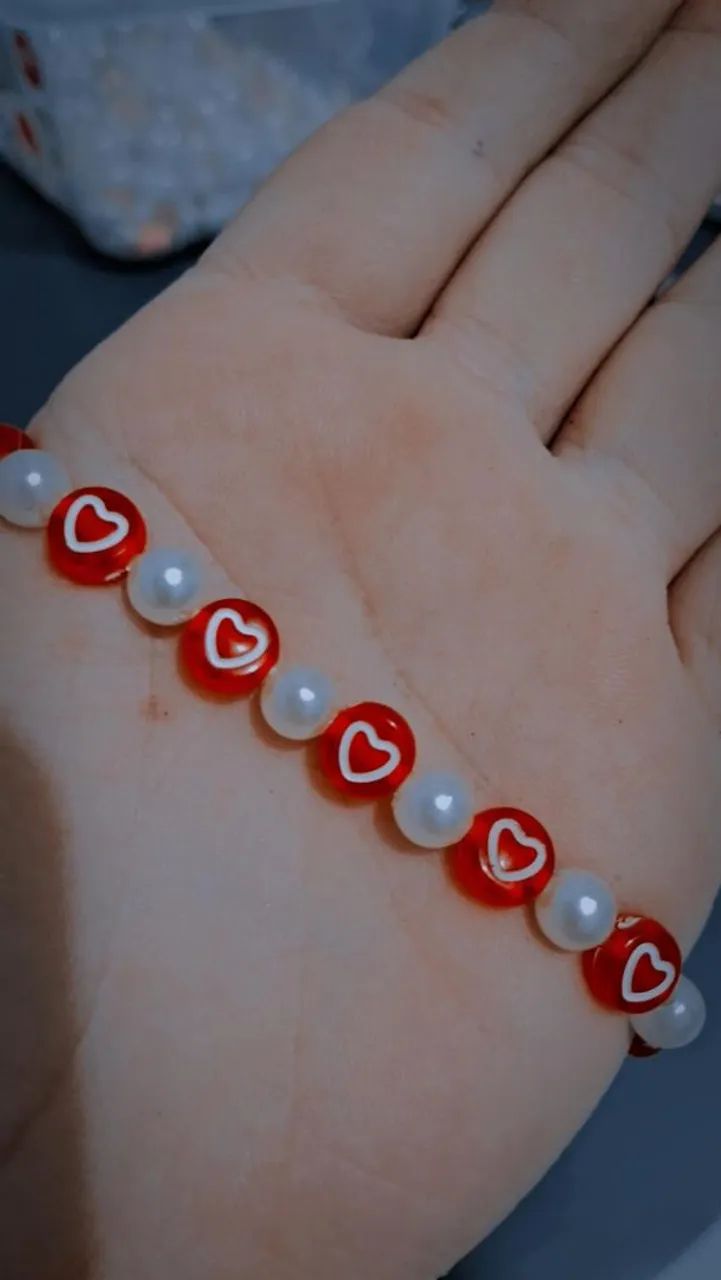 Pulseira micangas "coração" - Foto 2