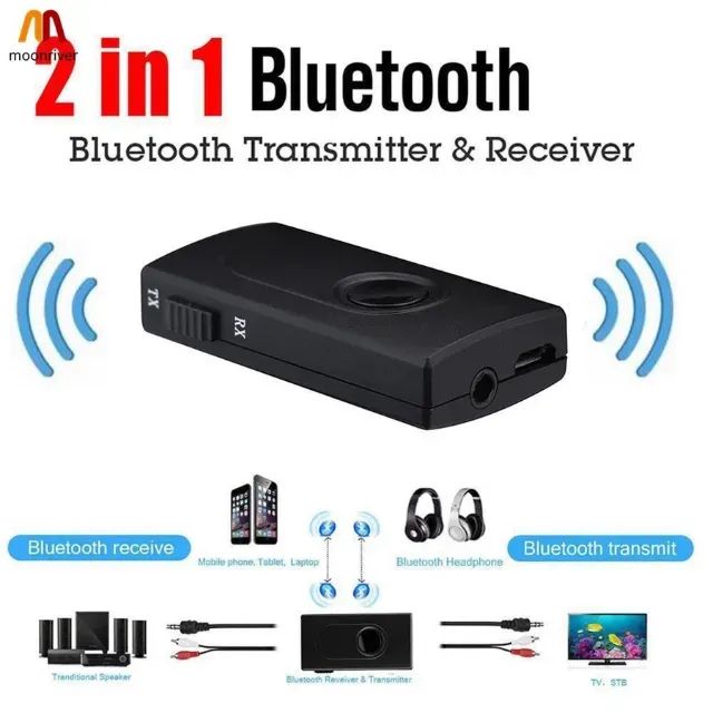 Transmissor e receptor Bluetooth 2-em-1 com cabo 3.5mm