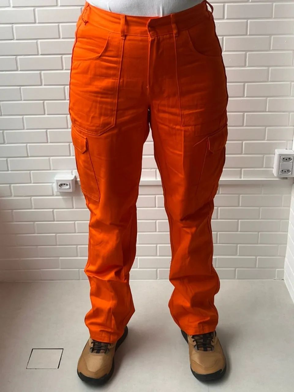 Calça de Uniforme Brim Pesado Laranja - Foto 4
