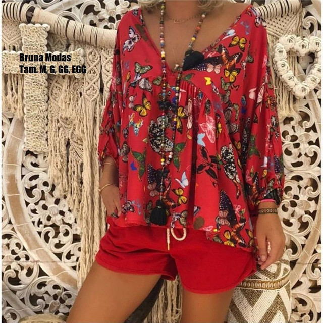 Blusa vintage estampa de borboletas (nova) - Foto 2