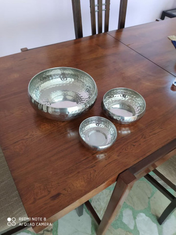 4 potes decorativos de aço inox