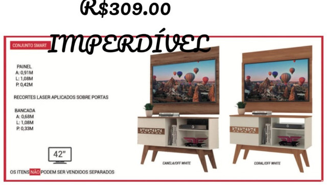 Frete Gratis + Montagem em Até 24 Horas uteis Painel + Bancada Smart Imperdível !!!