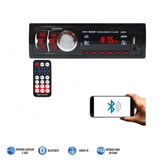 Rádio Som Automotivo Mp3 Bluetooth Com Controle Remoto