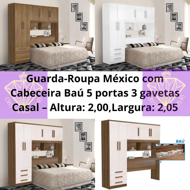 Guarda Roupa com cabeceira Baú casal México LD