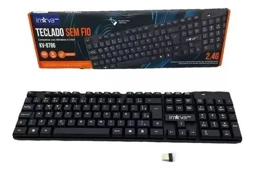 Teclado sem fio com adaptador usb wireless 2.4ghz