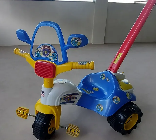 Triciclo Infantil Motoca Azul Pedal Haste Velotrol Tatetico