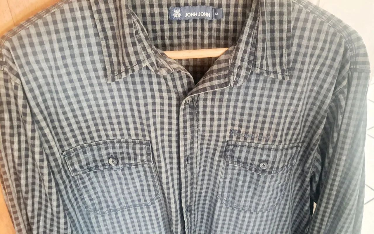 Camisa John John xadrez cinza e preta - Foto 2