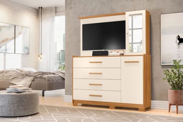Cômoda Ilha Bela 4 gv e 2 portas e painel várias cores - Foto 2