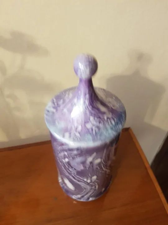 Pote de cerâmica c/ tampa em Cerâmica Roxo 35 cm x 13 cm x 13 cm - Foto 2