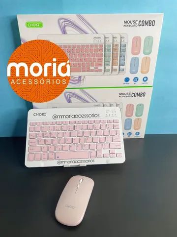 Kit Teclado e Mouse Bluetooth Sem Fio Tablet, Celular e IPad.