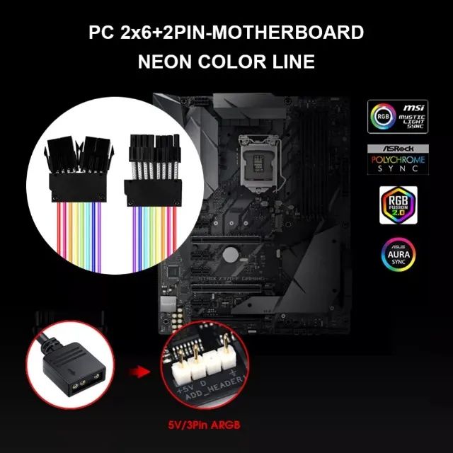 Cabo Extensão Gpu Argb 8 Pinos Aura Sync - Foto 5