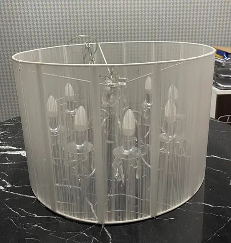 Lustre Pendente Redondo de Cristal com Candelabro para 8 lâmpadas . Cromado  - Foto 2