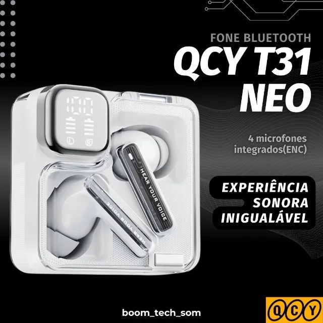 Fone Sem Fio QCY T31 NEO Bluetooth | Garantia | Design Futurista | Pronta Entrega - Foto 2