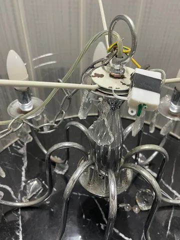 Lustre Pendente Redondo de Cristal com Candelabro para 8 lâmpadas . Cromado  - Foto 5