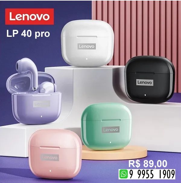 Fone Lenovo Lp40 pro original bluetooth 5.1 rosa - Foto 3