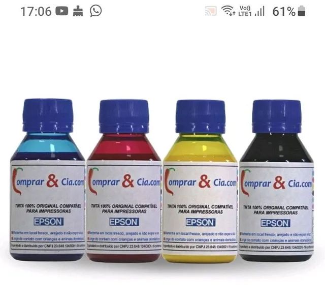 Kit 4x100ml Tintas para Bulk Ink e cartuchos - Foto 3