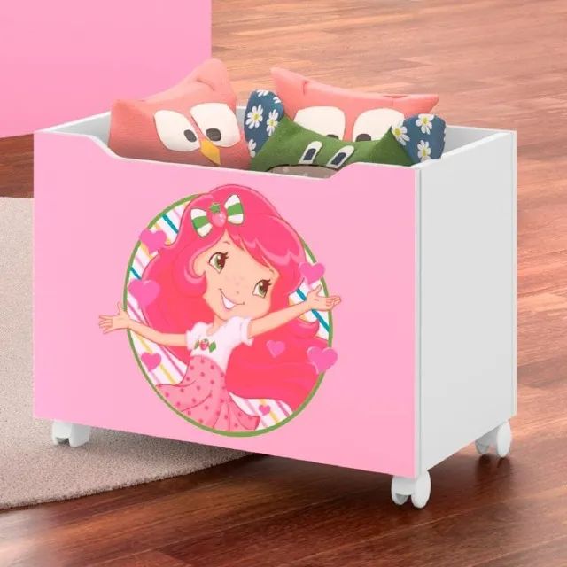 Caixa para Brinquedos Lara Moranguinho Rosa J A Mov, frete gratis
