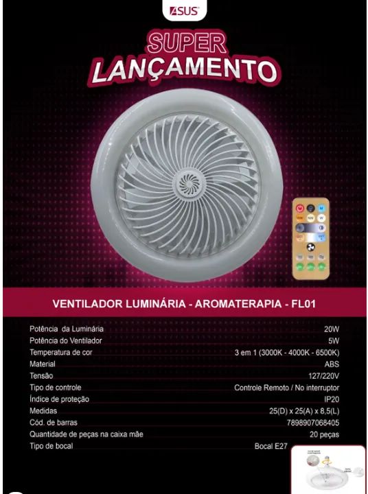 Luminária com ventilador - Foto 2