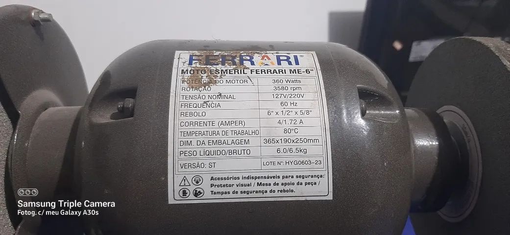 MOTO ESMERIL ME-6 BIVOLT 6"x1/2"x5/8" - Foto 2