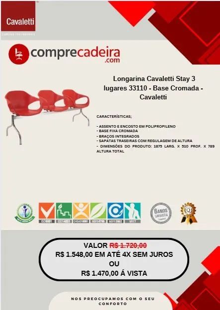 Cadeira longarina ou de espera Cavaletti 3 e 4 lugares - Foto 4