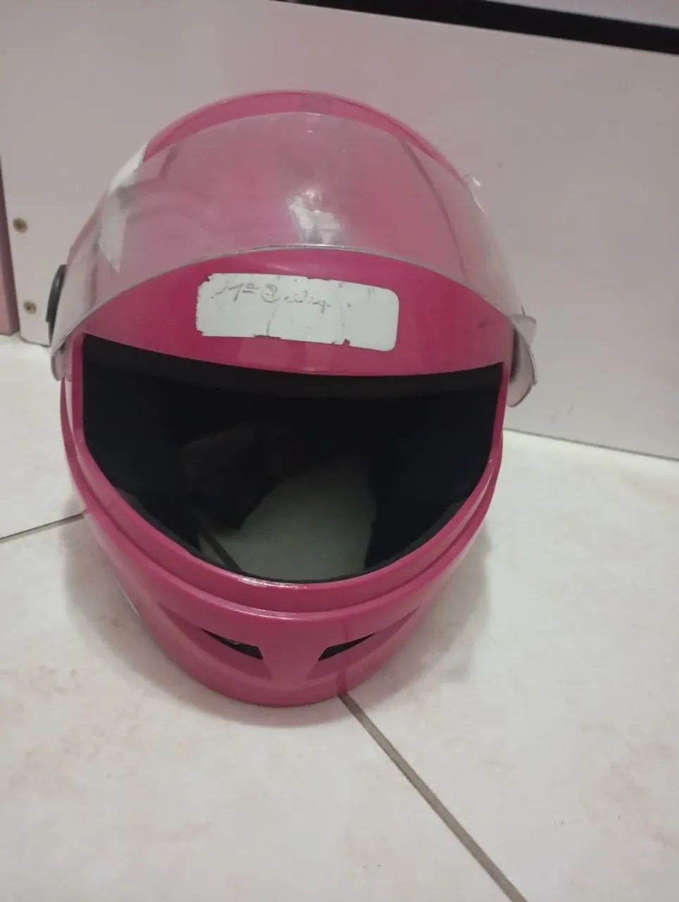 Capacete Moto Rosa - Novo