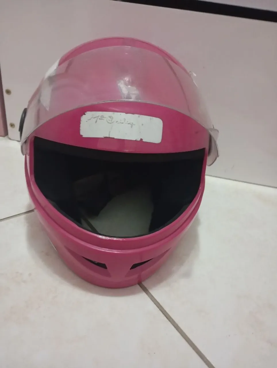 Capacete Moto Rosa - Novo