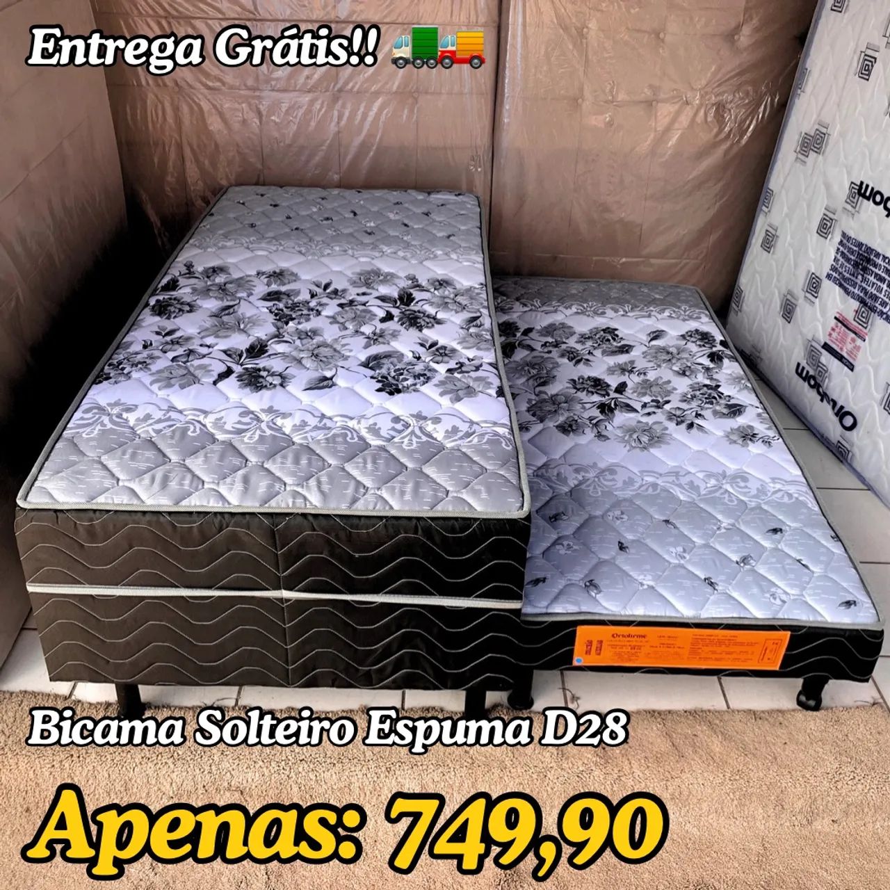 Bicama Solteiro Espuma D28 - Entrega Grátis!
