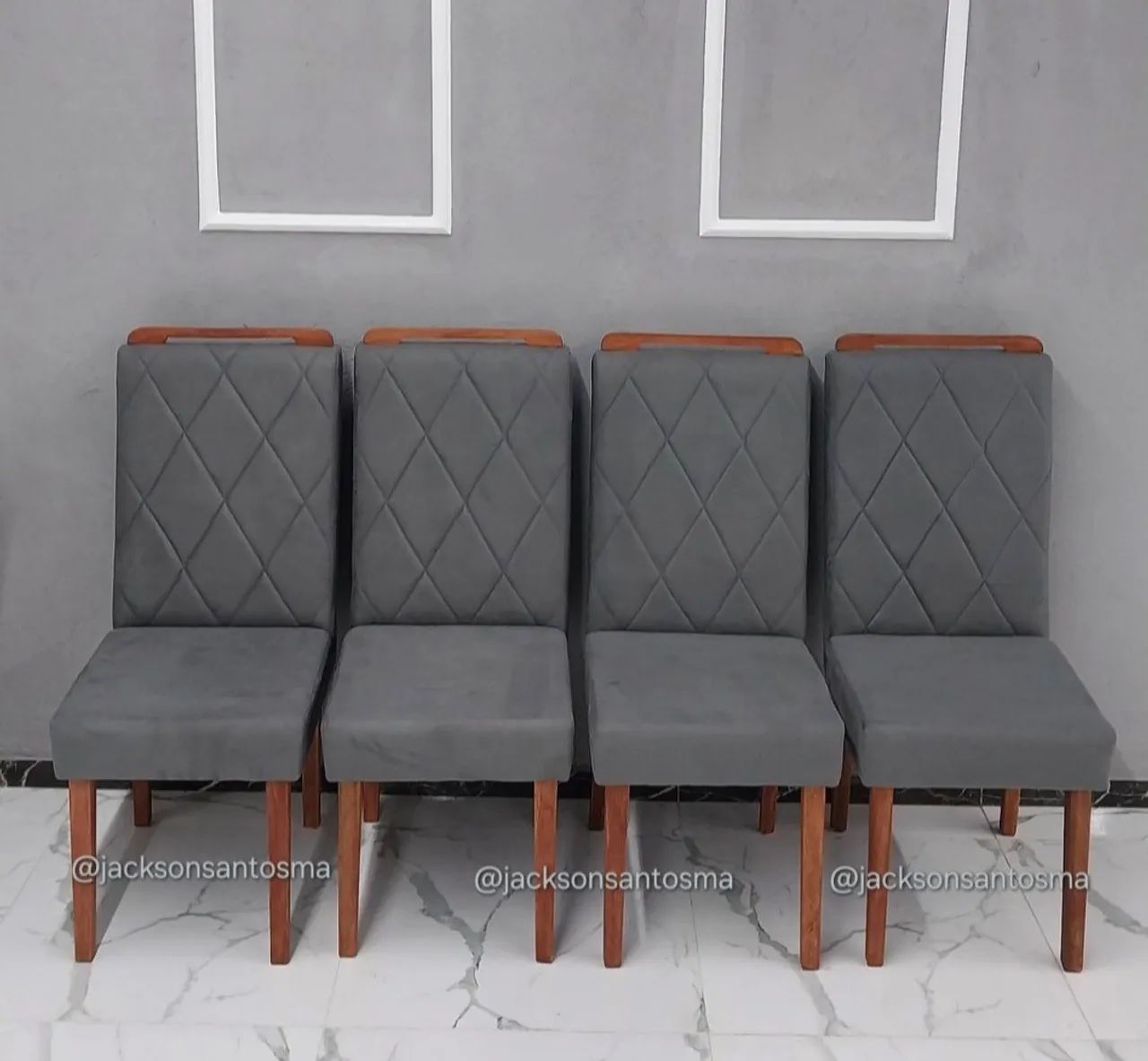 Conjunto de Cadeiras de Jantar Estofadas - Elegância Cinza - Foto 4