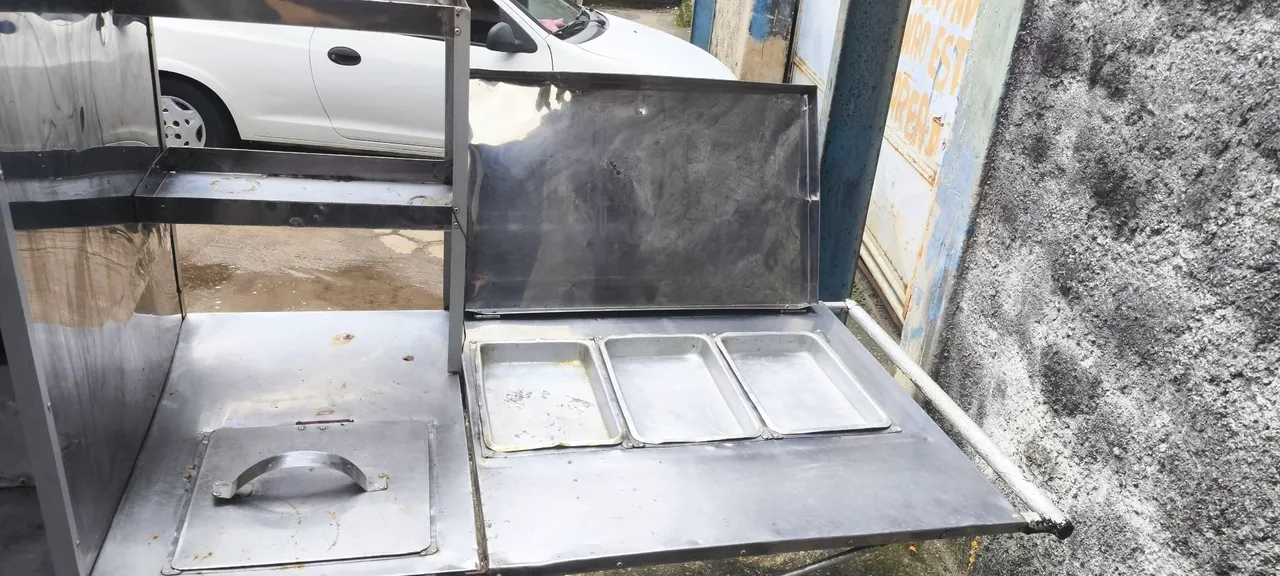 Carrinho de lanche completo em aço inox