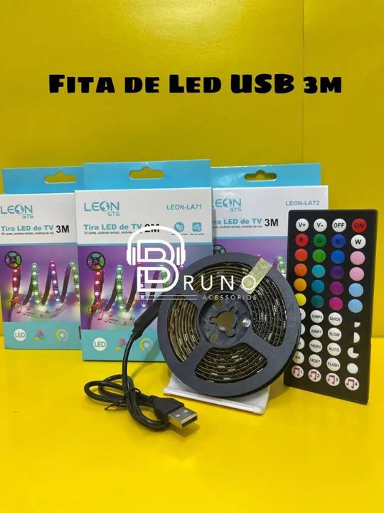 Fita LED USB 3M - Ritmo de som Iluminação RGB para TV