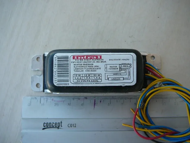 Reator inversor eletrônico - Lâmpada Fluorescente tubular 12v