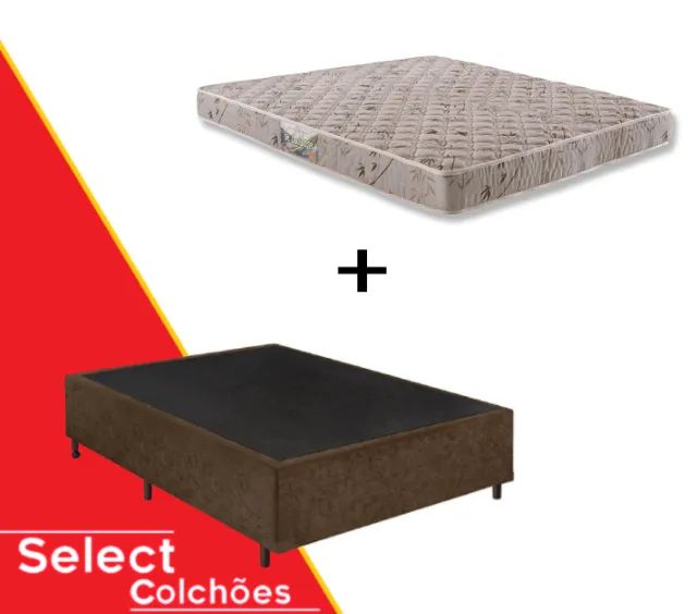 Colchão Herval Saint Louis Espuma D28 + Base box Meio Casal 128x188x55 - Select Colchões