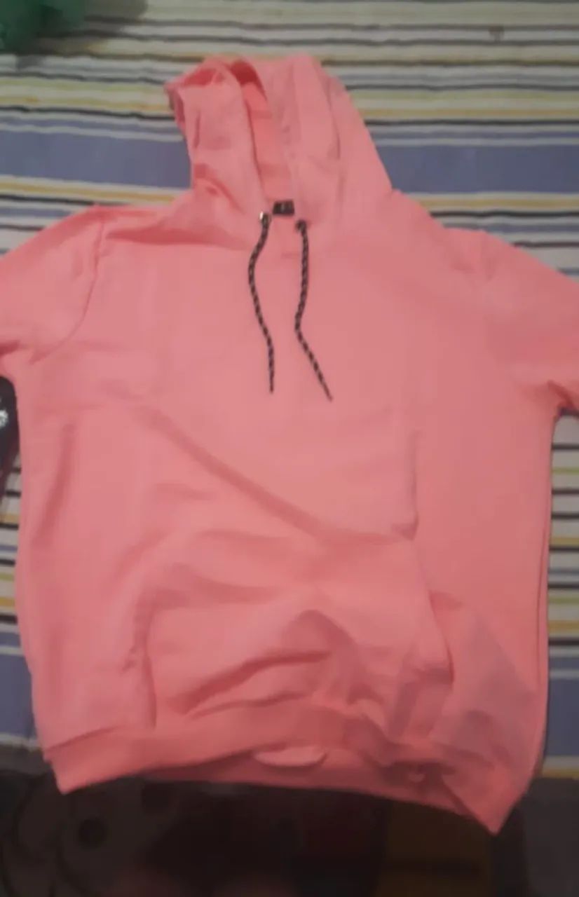 Blusa de Moletom Rosa neon canguru 