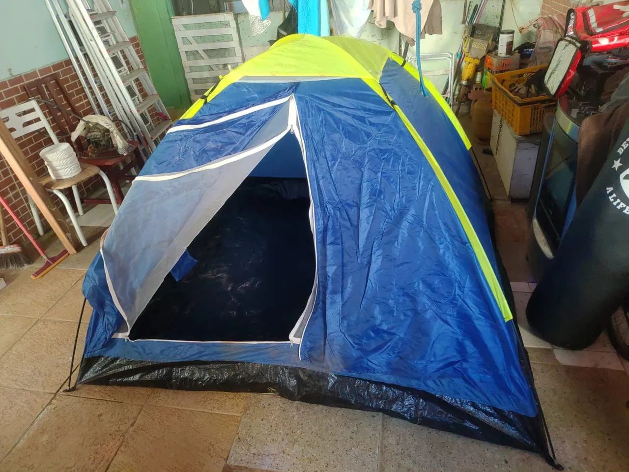 Barraca de Camping Azul e Amarelo 4 LUGARES - Foto 6