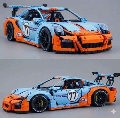 BLOCOS DE MONTAR PORSCHE GULF 2703 PEÇAS + KIT DE MOTORIZAÇÃO E CONTROLE REMOTO MARCA KBOX - Foto 3