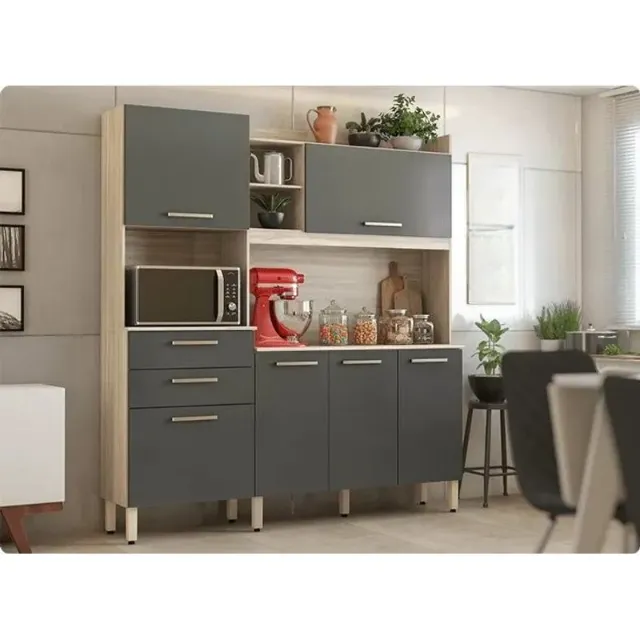 Cozinha Compacta 6 Portas 2 Gavetas Select Demóbile Avena Grafito