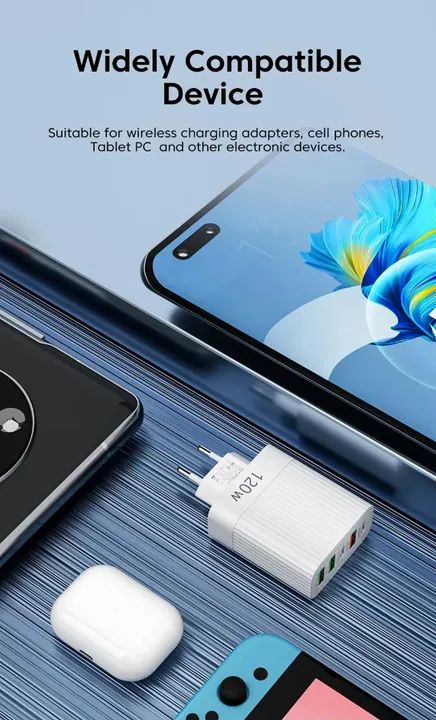 Carregador Rápido 120w 5 Portas (3 USB + 2 PD Tipo C) | NOVO - Foto 4
