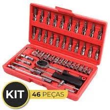kit ferramenta com 46 peças de soquete chave de fenda catraca