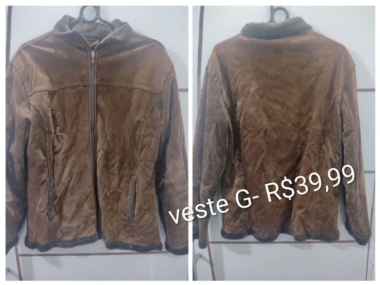 Casaco de frio bege/marrom Tam G 