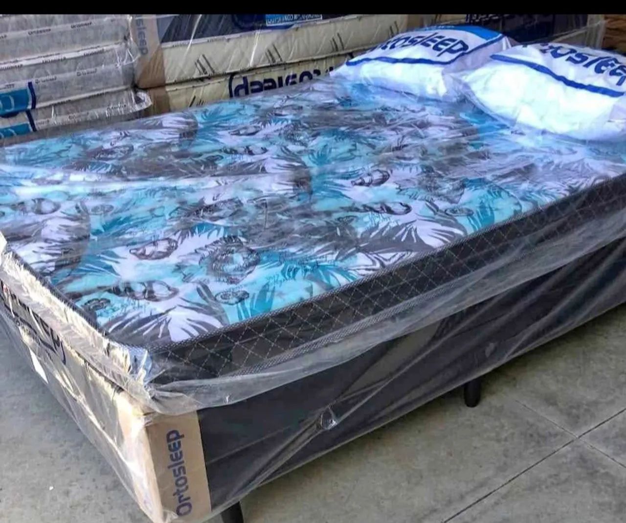 Cama Box Casal Ortosleep com Colchão e 2 Travesseiros