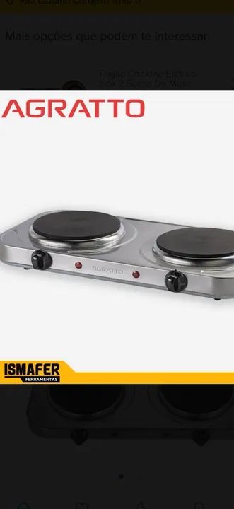 Fogão Elétrico 2 bocas de mesa 220v Agratto - Foto 2